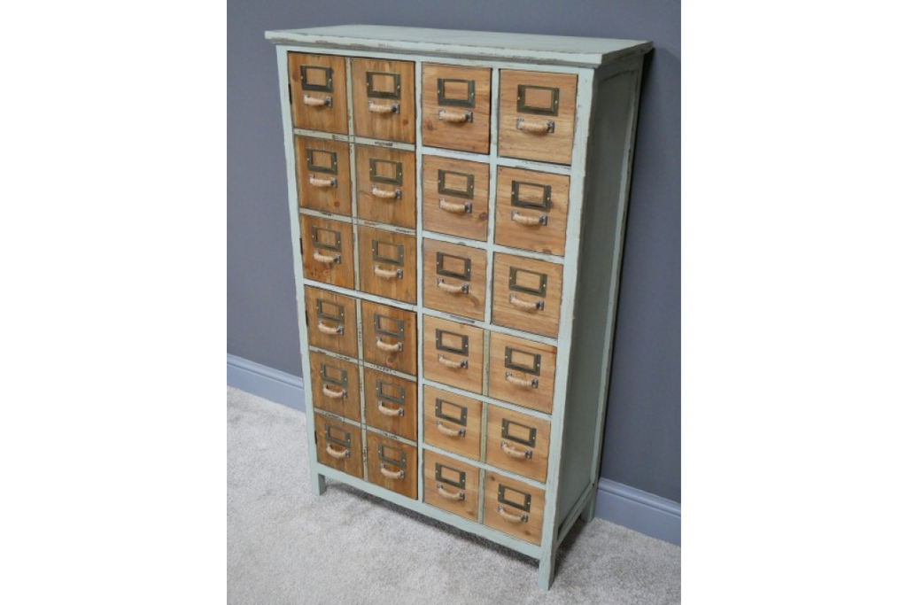 Tall Green Multi Drawer storage Cabinet With Double Cupboard
