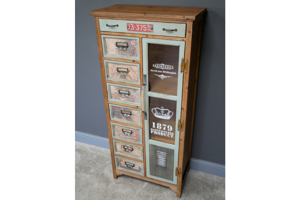 Tall Industrial vintage multi compartment storage cabinet - Back in stock end of October