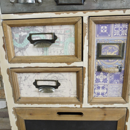 Cream vintage wooden multi drawer storage cabinet - Back in stock May