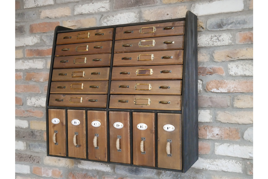Vintage style apothecary cabinet storage wall unit