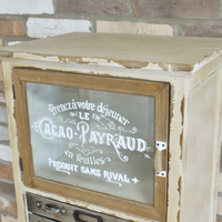 Cream vintage wooden multi drawer storage cabinet