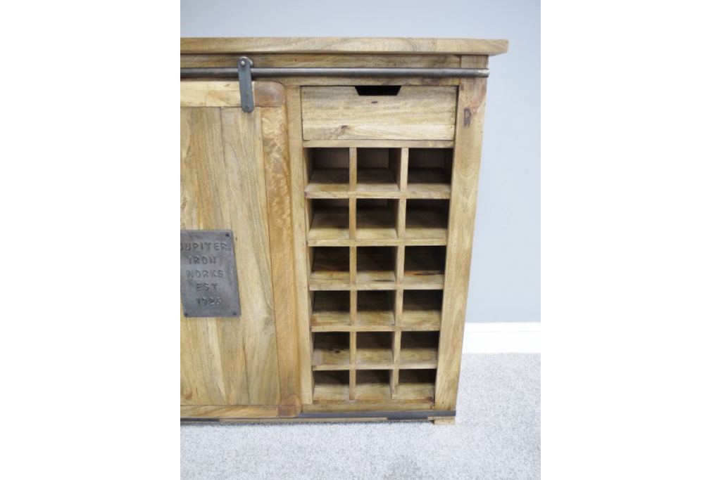 Industrial iron & wood wine storage cabinet - Back in stock Feb