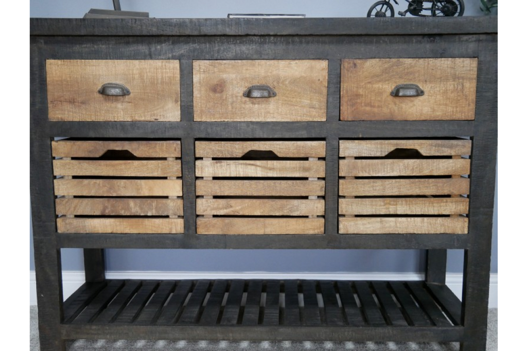 Large Industrial iron and wood storage cabinet - kitchen island