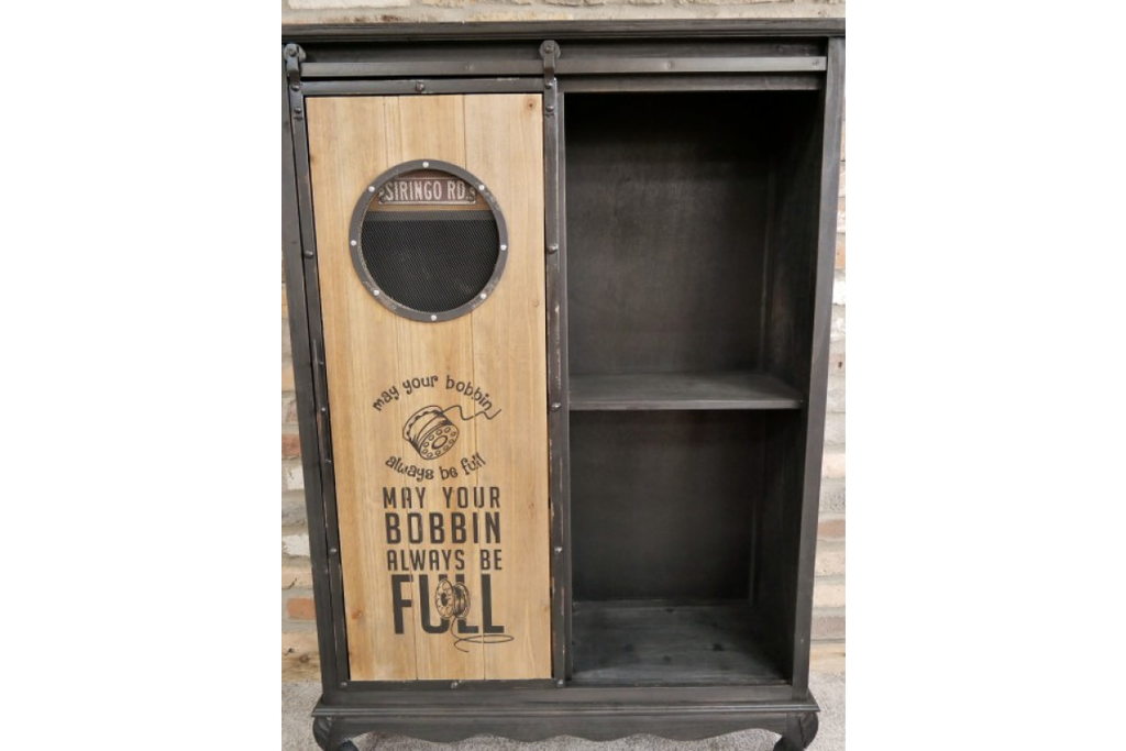 Black & rustic wood multi drawer storage cabinet