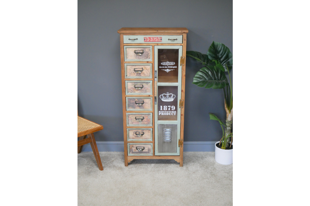 Tall Industrial vintage multi compartment storage cabinet