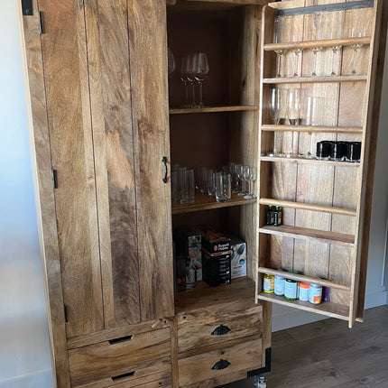 Large rustic wood larder pantry storage cabinet - Drinks cabinet