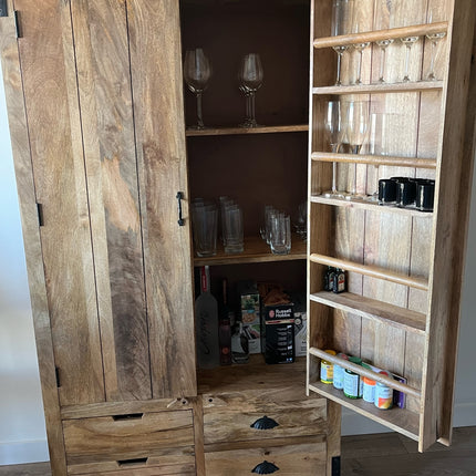 Large rustic wood larder pantry storage cabinet - Drinks cabinet