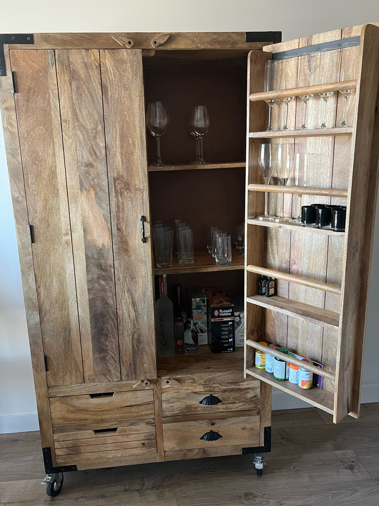 Large Rustic Wood Larder Pantry storage cabinet - Drinks Cabinet - Back in stock April