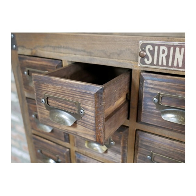 Large multi drawer wood apothecary storage cabinet