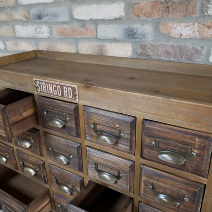Large multi drawer wood apothecary storage cabinet
