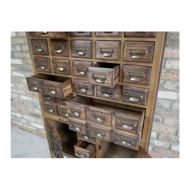 Large multi drawer wood apothecary storage cabinet