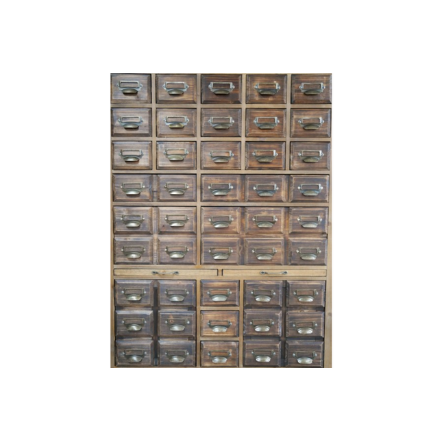 Large multi drawer wood apothecary storage cabinet
