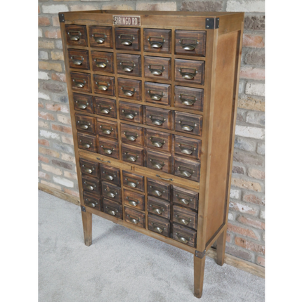 Large multi drawer wood apothecary storage cabinet