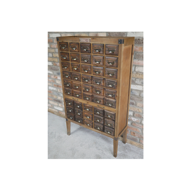 Large multi drawer wood apothecary storage cabinet